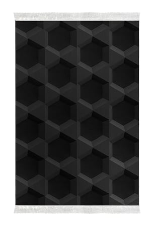 Kaymaz Dijital Mutfak & Salon Halı Trend Saçaklı Geometrik E5016