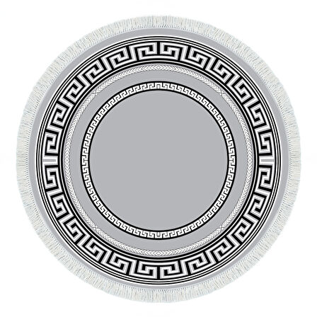 Dekoreko Kaymaz Taban Djt Mutfak Halısı Yıldız Deri Saçaklı Yuvarlak Modern 651M