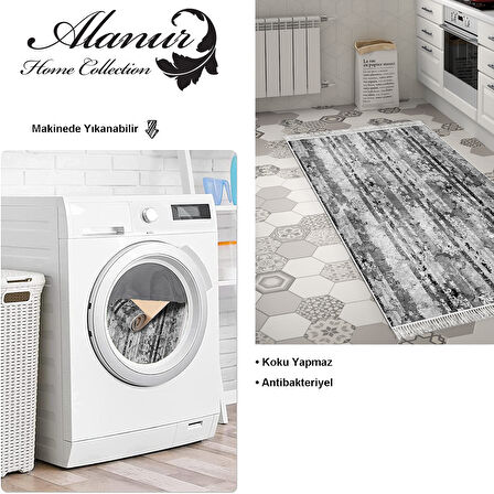 Dekoreko Kaymaz Taban Djt Mutfak Halısı Yıldız Deri Saçaklı Modern Mu147