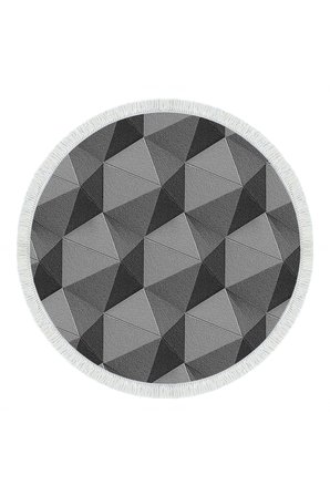 Kaymaz Dijital Mutfak & Salon Halı Trend Saçaklı Yuvarlak Geometrik E5010