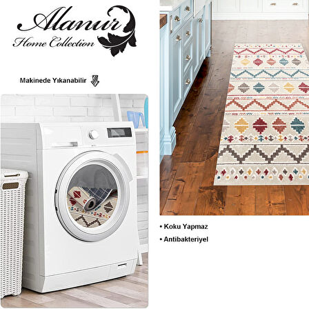 Dekoreko Kaymaz Taban Djt Mutfak Halısı Star Pamuk İskandinav F5001