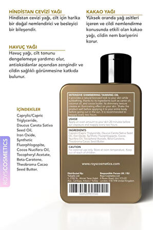 ROYS beauty Shimmering Body Oil Yoğun Bronzlaştırıcı Altın Işıltılı Güneş Yağı 150 ml