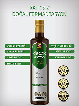 Detox Sirke 250 Ml Doğal Fermantasyon Ananas Elma Avakado Yaprağı Kayısı Karnıyarık Otu Sandaloz