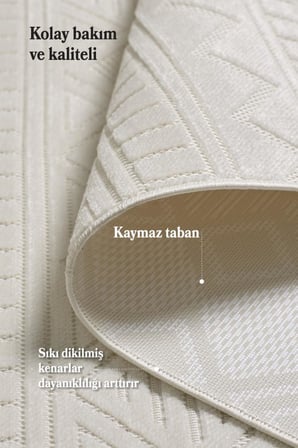 Sisal Krem Oturma Odası Halısı Kolay Temizlenebilir Yumuşak Dokulu ve Kaymaz Taban Şık Salon Halısı