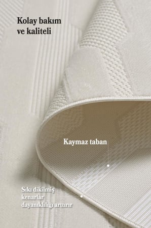 Özel Tasarım Krem Sisal   Kolay Temizlenebilir, Kaymaz Tabanlı Şık Oturma Odası ve Salon Halısı