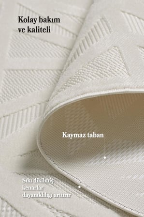 Sisal Krem Oturma Odası Halısı Kolay Temizlenebilir Yumuşak Dokulu ve Kaymaz Taban Şık Salon Halısı
