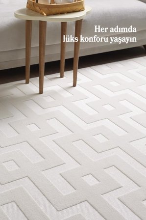 Özel Tasarım Krem Sisal  Kolay Temizlenebilir, Kaymaz Tabanlı Şık Oturma Odası ve Salon Halısı
