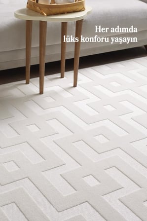 Özel Tasarım Krem Sisal  Kolay Temizlenebilir, Kaymaz Tabanlı Şık Oturma Odası ve Salon Halısı