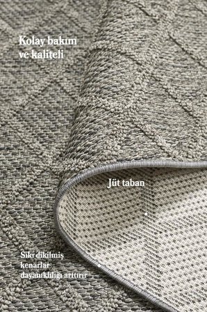 İskandinav Tasarım Karo Desenli Gri Halı Salon Halısı, Mutfak Halısı, Yolluk, Paspas,Dış Mekan Halı
