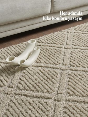 İskandinav Dokuma Bukleli Bej Jüt Taban Halı Salon Mutfak Koridor Yolluk Modern Halı