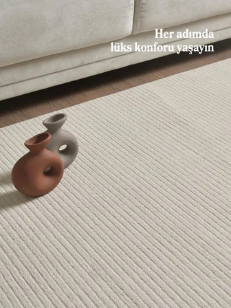 Bej Yumuşak Dokulu Jüt Taban Halı Kilim Salon Mutfak Koridor Yolluk Dokuma 9mm Antialerjik 80x500 cm