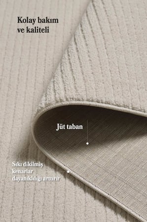 Bej Yumuşak Dokulu Jüt Taban Halı Kilim Salon Mutfak Koridor Yolluk Dokuma 9mm Antialerjik 100x200 cm