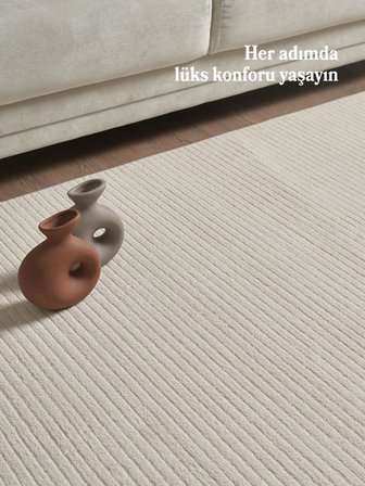 Bej Yumuşak Dokulu Jüt Taban Halı Kilim Salon Mutfak Koridor Yolluk Dokuma 9mm Antialerjik 100x450 cm