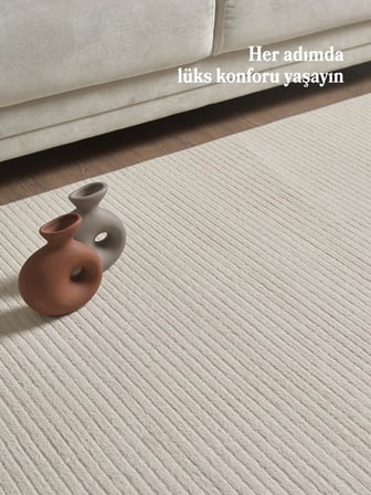 Bej Yumuşak Dokulu Jüt Taban Halı Kilim Salon Mutfak Koridor Yolluk Dokuma 9mm Antialerjik 120x170 cm