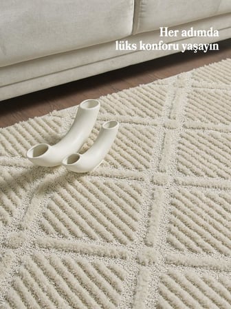 İskandinav Dokuma Bukleli Krem Jüt Taban Halı Salon Mutfak Koridor Yolluk Modern Halı