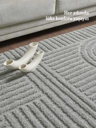 İskandinav Dokuma Bukleli Gri Jüt Taban Halı Salon Mutfak Koridor Yolluk Modern Halı 80x100 cm