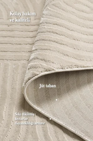 Motifli Bej Modern Yumuşak Polipropilen Jüt Halı Salon Oturma Odası Yolluk Mutfak Koridor Halısı