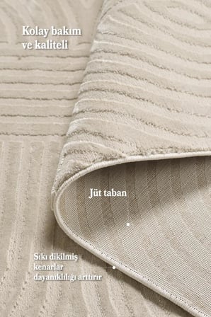 Motifli Bej Modern Yumuşak Polipropilen Jüt Halı Salon Oturma Odası Yolluk Mutfak Koridor Halısı