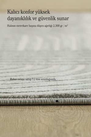 Motifli Gri Modern Yumuşak Polipropilen Jüt Halı Salon Oturma Odası Yolluk Mutfak Koridor Halısı