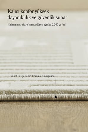 Motifli Krem Modern Yumuşak Polipropilen Jüt Halı Salon Oturma Odası Yolluk Mutfak Koridor Halısı
