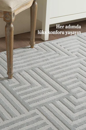 Motifli Gri Modern Yumuşak Polipropilen Jüt Halı Salon Oturma Odası Yolluk Mutfak Koridor Halısı