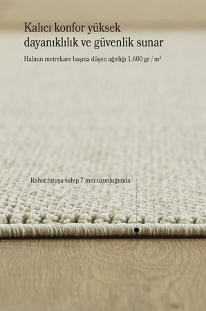 Yumuşak Bukleli Krem Bej Halı Oturma Odası Salon Mutfak Koridor Antre Çocuk Odası Halısı