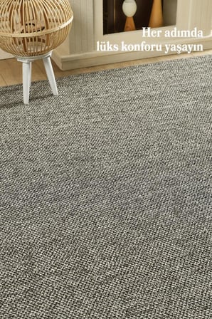 Yumuşak Bukleli Gri Halı Oturma Odası Salon Mutfak Koridor Antre Balkon Çocuk Odası Halısı
