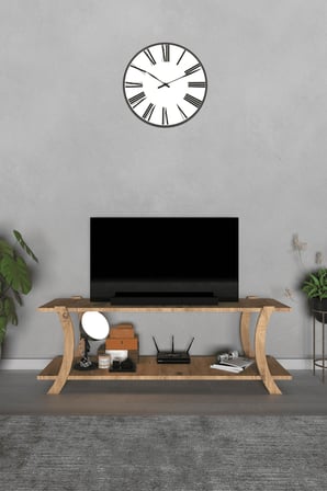 Liva Modern TV Sehpası – Çift Katlı Fonksiyonel Televizyon Ünitesi