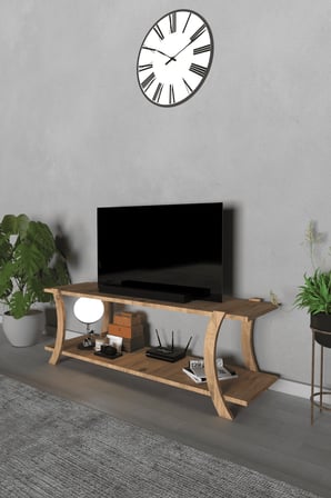 Liva Modern TV Sehpası – Çift Katlı Fonksiyonel Televizyon Ünitesi