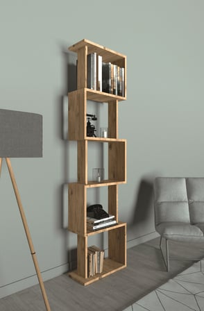 Riva Labirent Kitaplık – 5 Raflı Modern Dekoratif Kitaplık Ünitesi