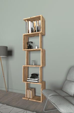 Riva Labirent Kitaplık – 5 Raflı Modern Dekoratif Kitaplık Ünitesi