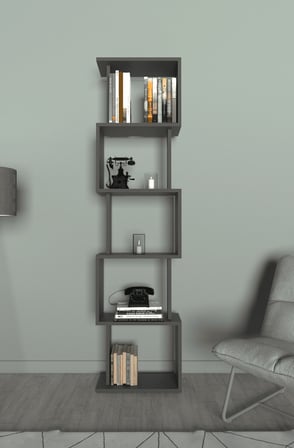 Riva Labirent Kitaplık – 5 Raflı Modern Dekoratif Kitaplık Ünitesi