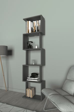 Riva Labirent Kitaplık – 5 Raflı Modern Dekoratif Kitaplık Ünitesi