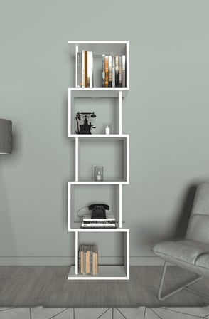 Riva Labirent Kitaplık – 5 Raflı Modern Dekoratif Kitaplık Ünitesi