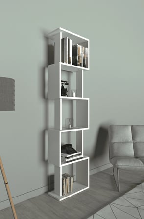 Riva Labirent Kitaplık – 5 Raflı Modern Dekoratif Kitaplık Ünitesi