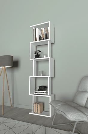 Riva Labirent Kitaplık – 5 Raflı Modern Dekoratif Kitaplık Ünitesi