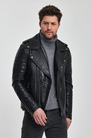 Roberto Siyah Deri Mont