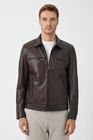 James Kahverengi Deri Mont 