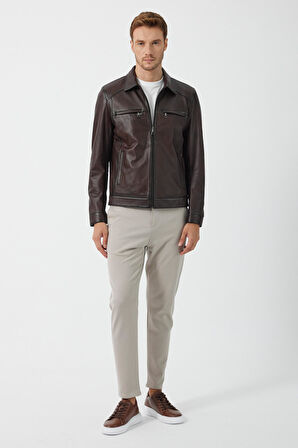 James Kahverengi Deri Mont 