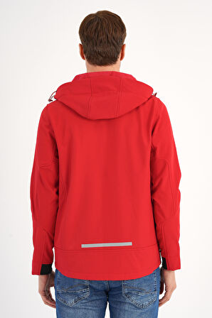 Shell Kırmızı Erkek Softshell Mont Kapüşonlu Comfort Fit
