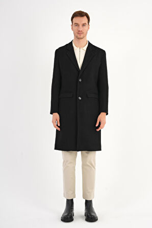 Nordic Siyah Erkek Kaşe Kaban