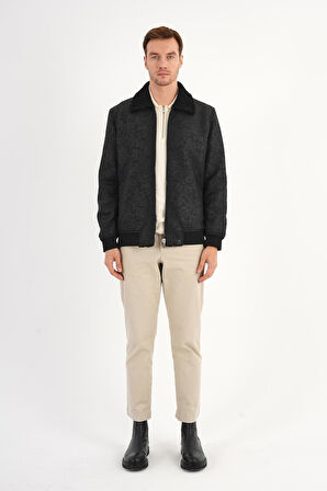 Luncio Siyah Süet Kürklü Mont 