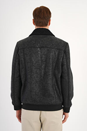 Luncio Siyah Süet Kürklü Mont 