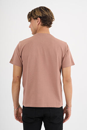 Erkek Kahverengi %100 Pamuklu Standart Kalıp T-Shirt
