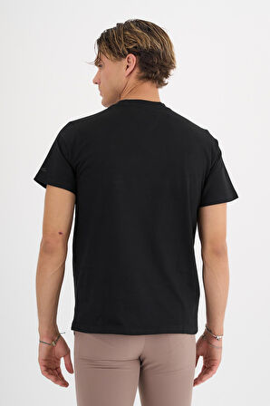 Erkek Siyah %100 Pamuklu Standart Kalıp T-sihrt 