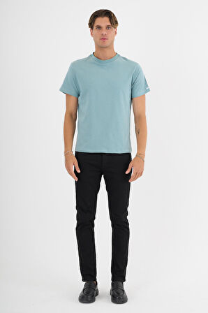 Erkek Yeşil %100 Pamuklu Standart Kalıp T-Shirt  