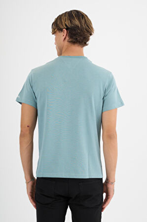 Erkek Yeşil %100 Pamuklu Standart Kalıp T-Shirt  