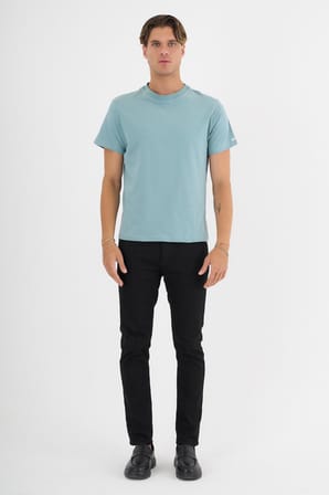 Erkek Yeşil %100 Pamuklu Standart Kalıp T-Shirt  