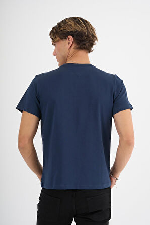 Erkek Lacivert %100 Pamuklu Standart Kalıp T-Shirt  