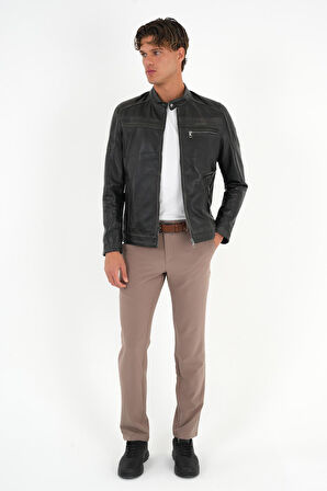 Tyler Siyah Erkek Deri Mont